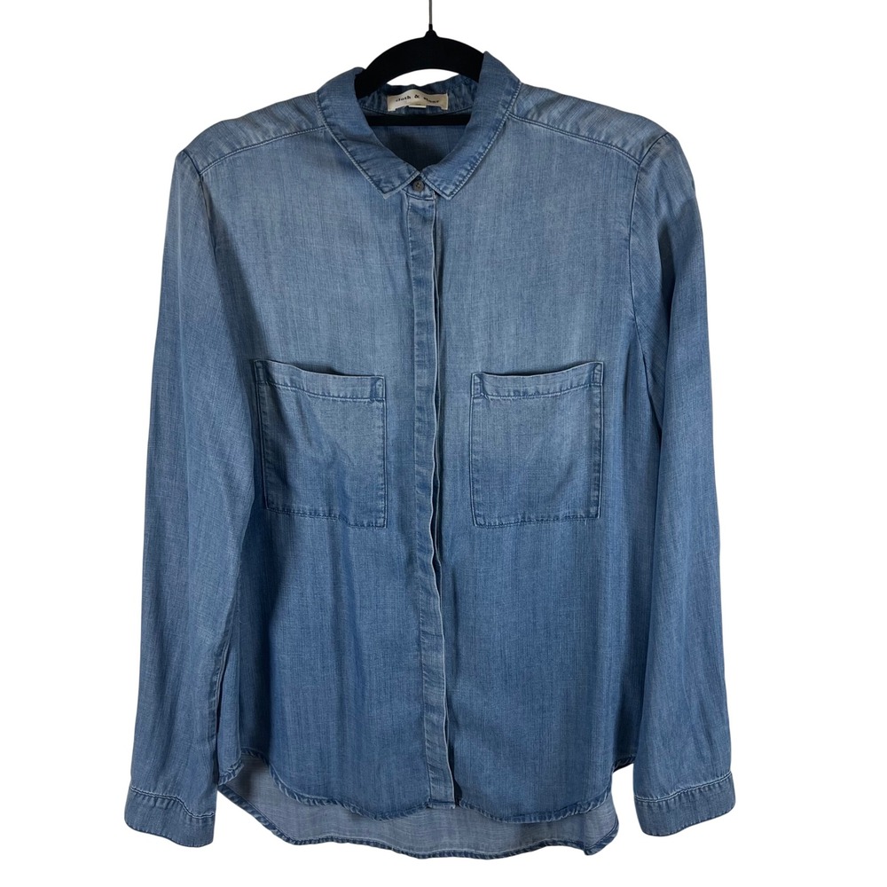 Cloth & Stone Womens Blue Tencel‎ Lyocell Button Down Shirt Medium Minimalist